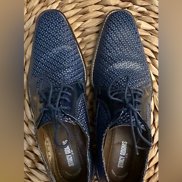 Stacy Adams Mens Leather Dress Shoes in textured Blue color. Size 9 - Picture 11 of 12